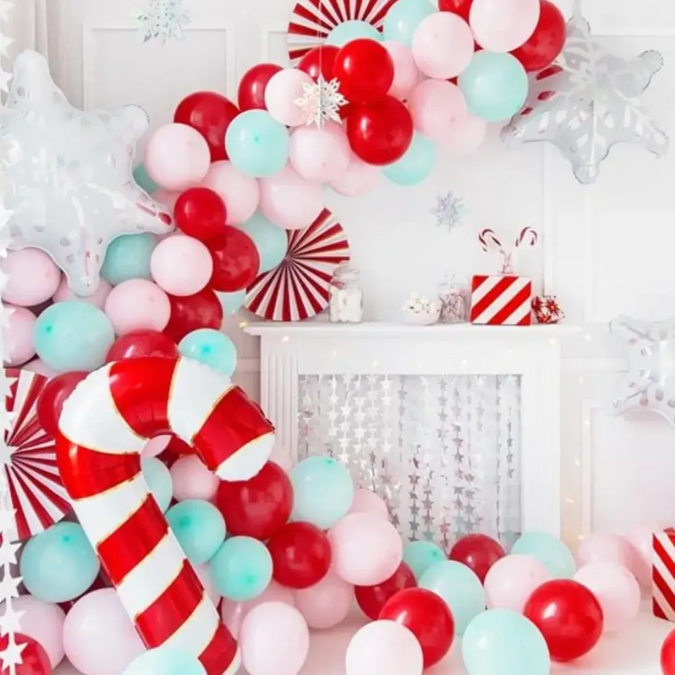Ballon Canne à Sucre - Rouge & Blanc - Mylar - 50x82cm
