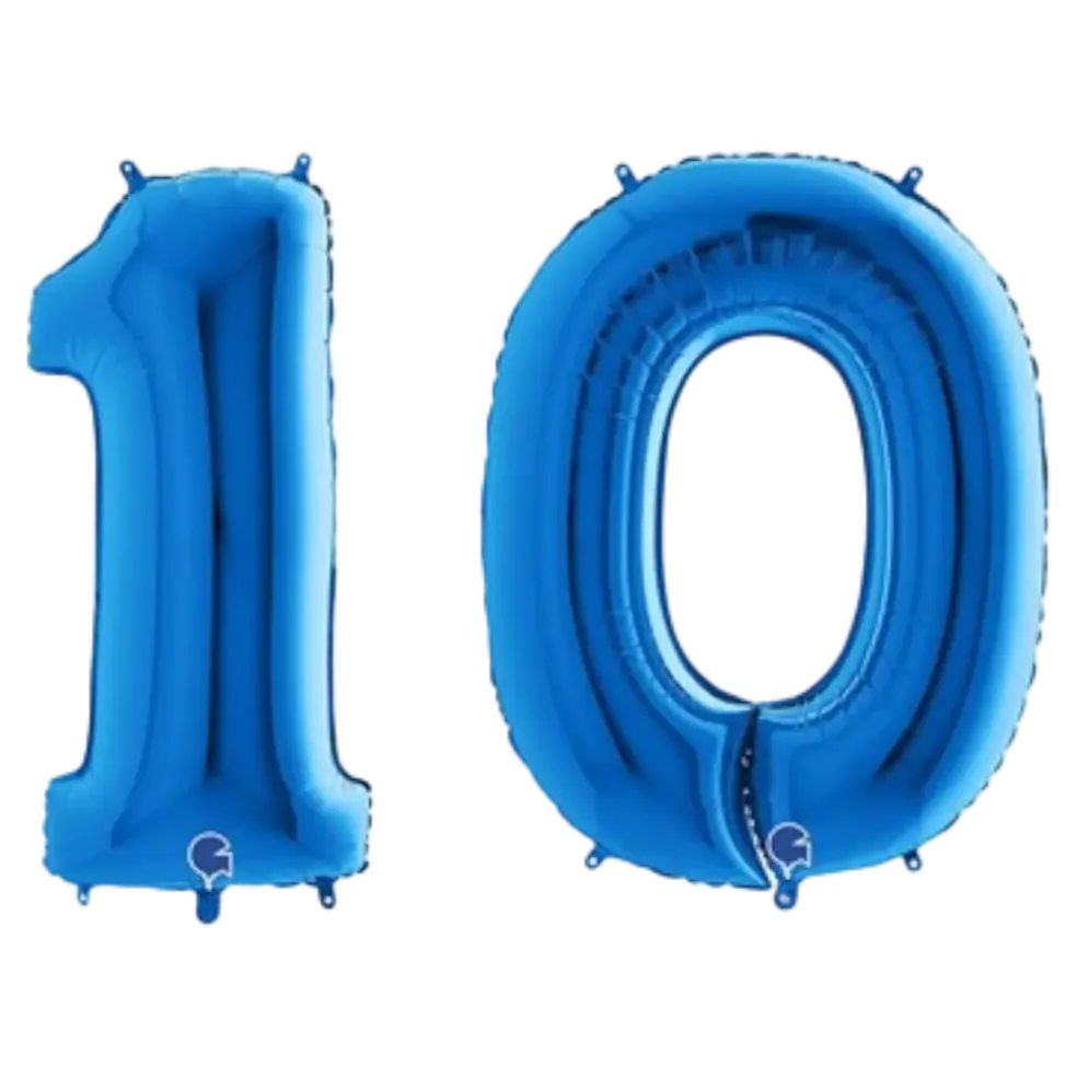 Ballon Chiffre 10 ans aluminium Bleu 102cm
