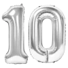 Ballon Chiffre 10 ans aluminium argent 86cm