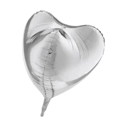 Ballon Coeur Métallique 3D Argent 58cm