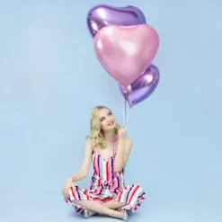 Ballon Coeur rose métallique 61cm