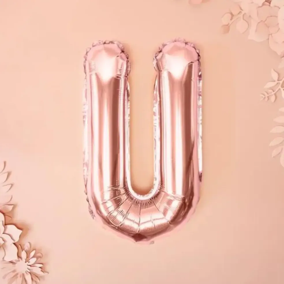 Ballon Lettre U Or Rose - 35cm