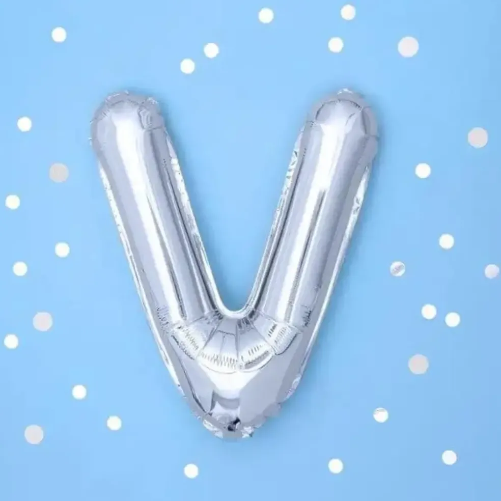 Ballon Lettre V argent - 35cm