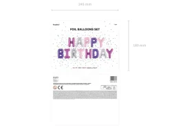 Ballon Mylar Happy Birthday pastel 340 x 35 cm – bannière ballon anniversaire à assembler
