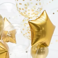 Ballon Mylar - Transparent avec confettis Or - 40cm