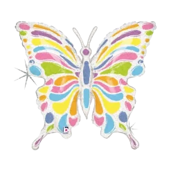 Ballon Papillon Pastel Holographique Multicolore 84cm