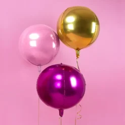 Ballon rond Rose métallique en Mylar 40cm