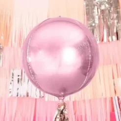 Ballon rond Rose métallique en Mylar 40cm