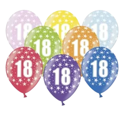 Ballons avec inscription "18" (Lot de 6)