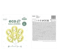 Ballons Eco chiffre 5 or métallisé 33 cm – lot de 6 ballons anniversaire