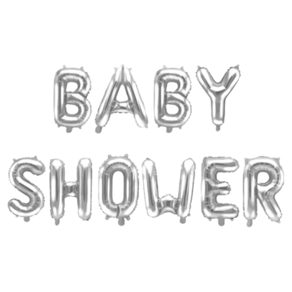 Ballons lettres Baby Shower Argent 35cm