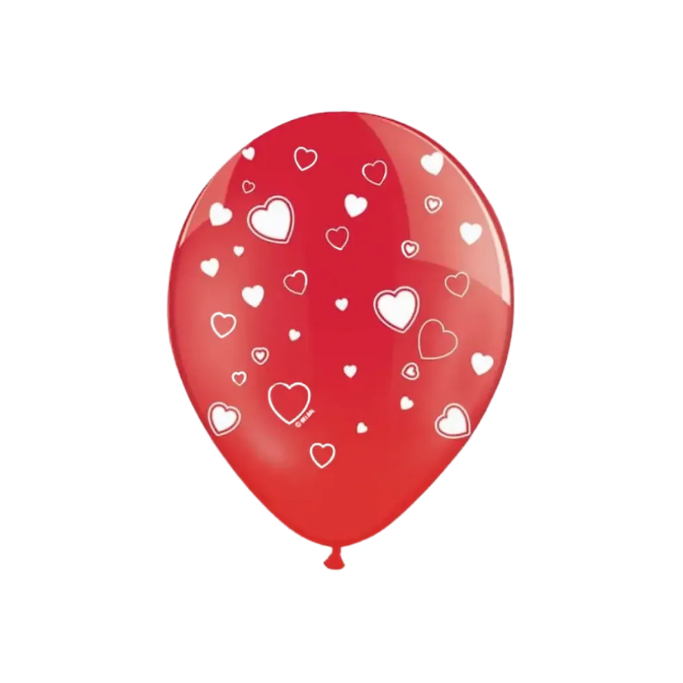 Ballons rouges avec motifs coeurs blancs (lot de 6)