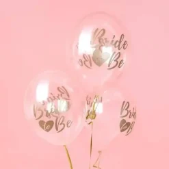 6 Ballons transparents avec inscription BRIDE TO BE Or