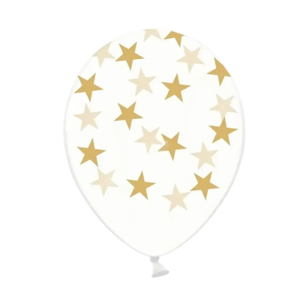 50 ballons transparents avec motif étoile or