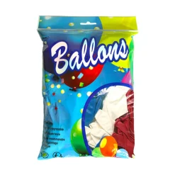 100 Ballons tricolores bleu blanc rouge 30 cm