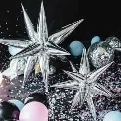 Ballon Étoile 3D - Mylar - Argent 95cm