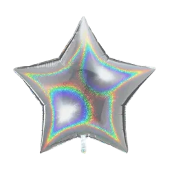 Ballon Étoile Holographique Argent 92cm