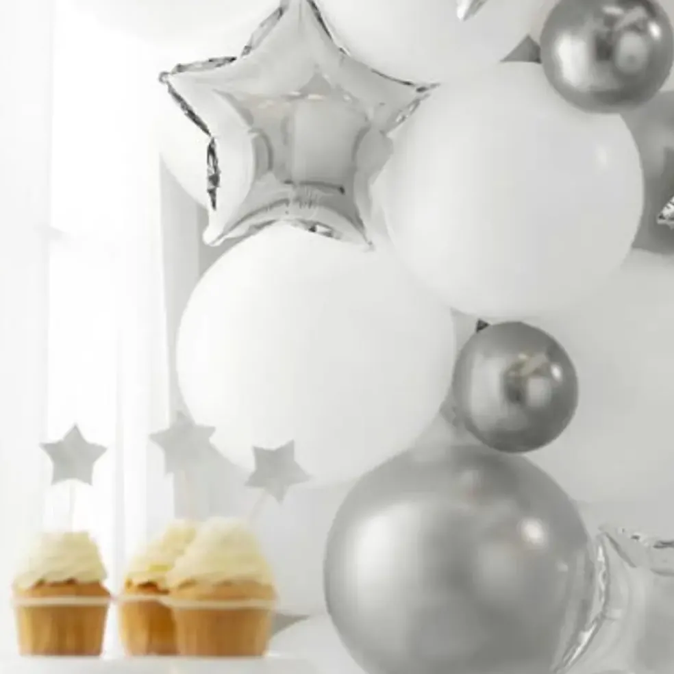 Ballon Étoile - Mylar métallisé - Argent - 25cm (lot de 25)