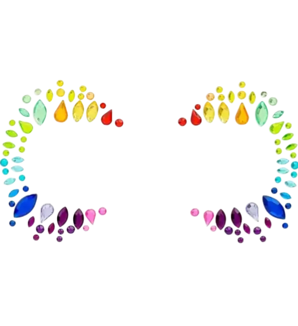 Bijoux Visage Reine de la Pride – Strass Arc-en-ciel