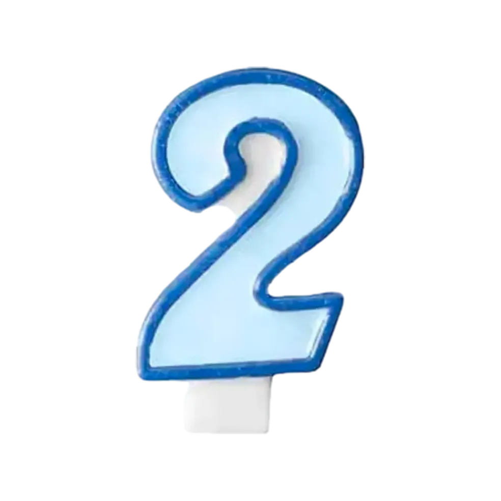 Bougie Anniversaire chiffre 2 bleue