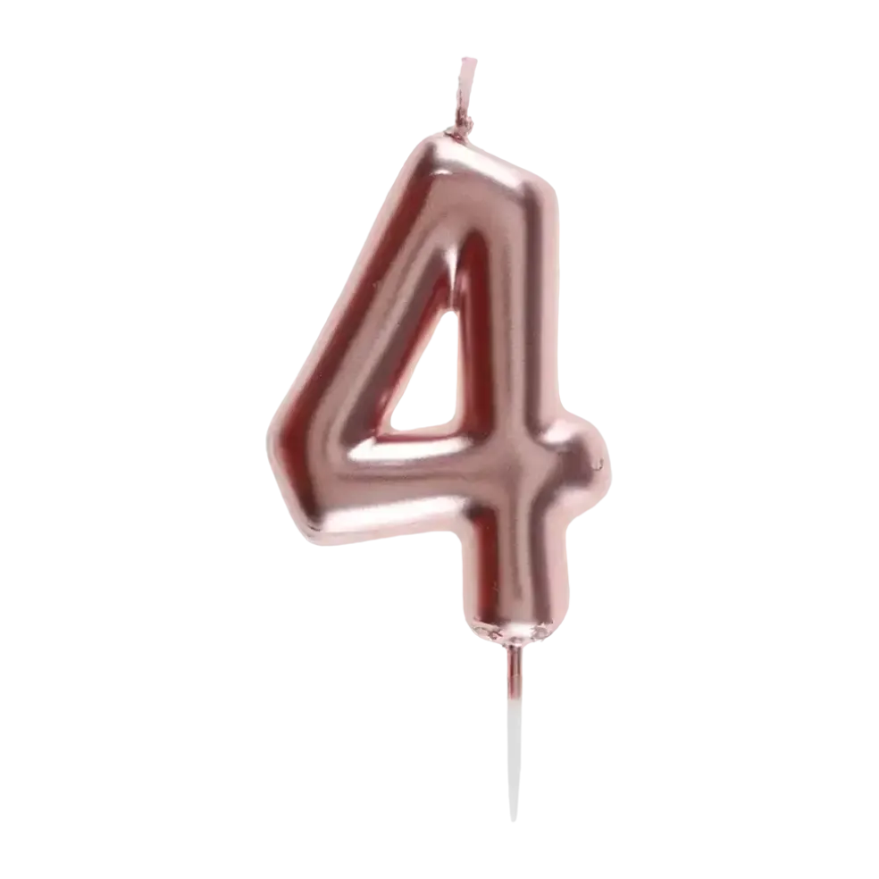 Bougie Anniversaire Chiffre 4 Or rose