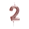 Bougie Anniversaire Chiffre 2 Or rose