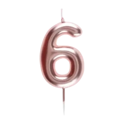 Bougie Anniversaire Chiffre 6 Or rose