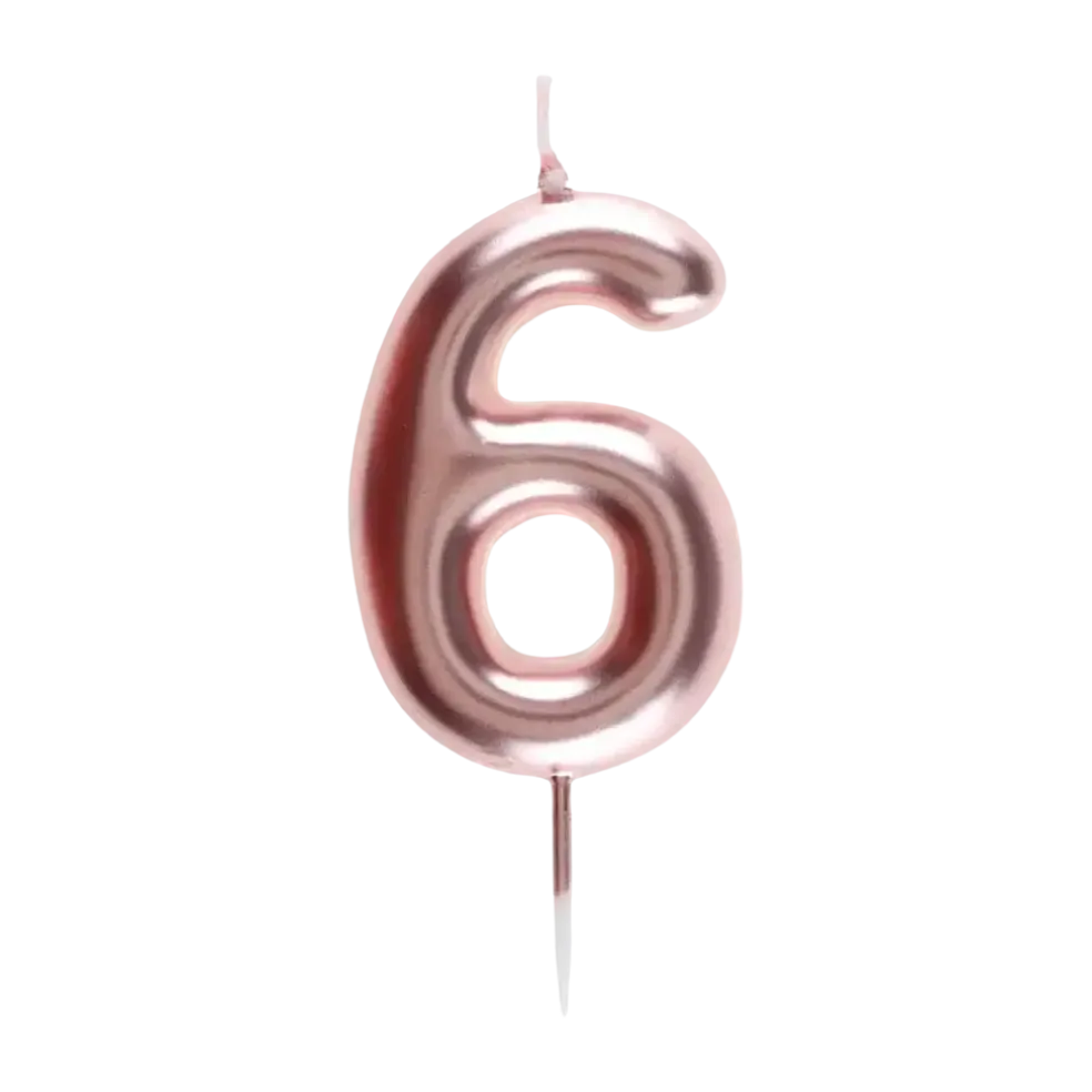 Bougie Anniversaire Chiffre 6 Or rose