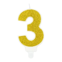 Bougie Anniversaire chiffre 3 or