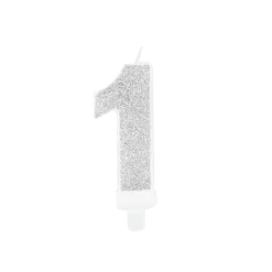 Bougie Anniversaire chiffre 1 argent
