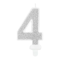 Bougie Anniversaire chiffre 4 argent