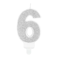 Bougie Anniversaire chiffre 6 argent