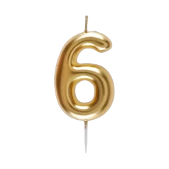 Bougie Chiffre 6 Dorée