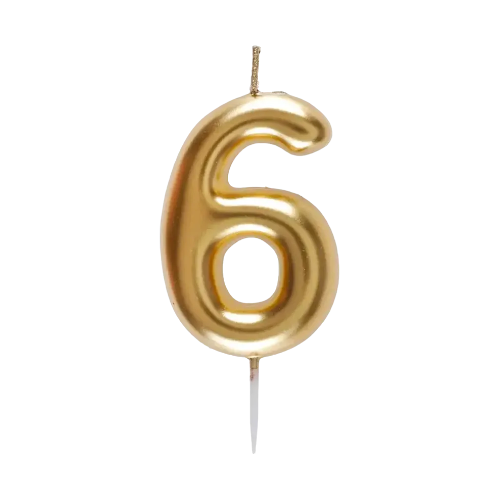 Bougie Chiffre 6 Dorée