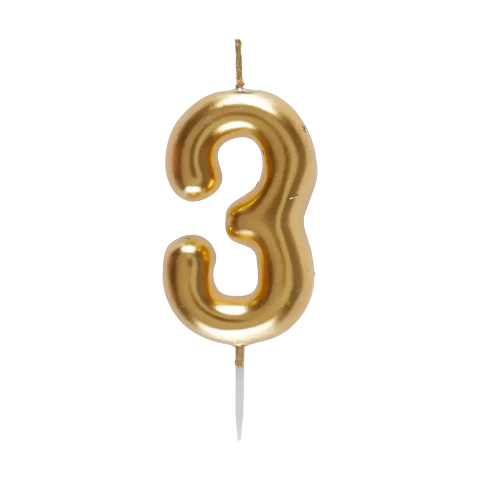 Bougie Chiffre 3 Dorée