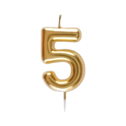 Bougie Chiffre 5 Dorée