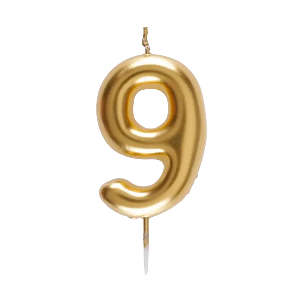 Bougie Chiffre 9 Dorée