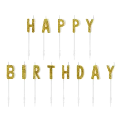 Bougie "HAPPY BIRTHDAY" Or