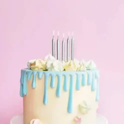 6 bougies anniversaire argent (6cm)