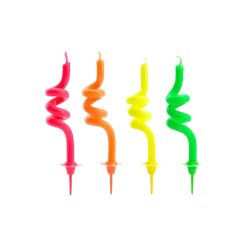 4 bougies anniversaire bouclées mixtes (8cm)