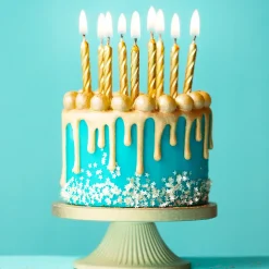 6 bougies anniversaire or (6cm)