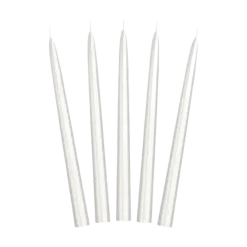 10 Bougies coniques couleur Argent Perle - 24cm