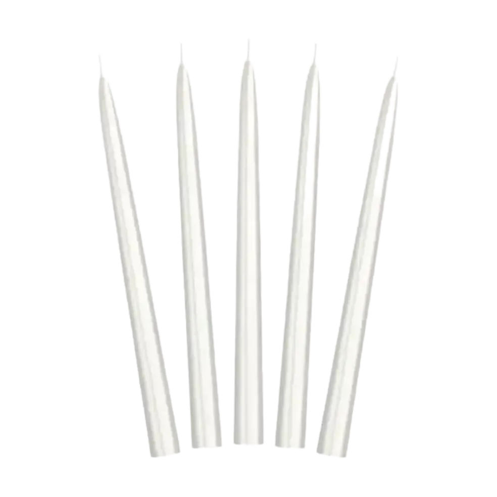 10 Bougies coniques couleur Argent Perle - 24cm