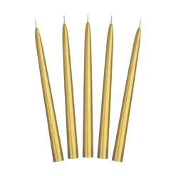 10 Bougies coniques en Or Métallique - 24cm