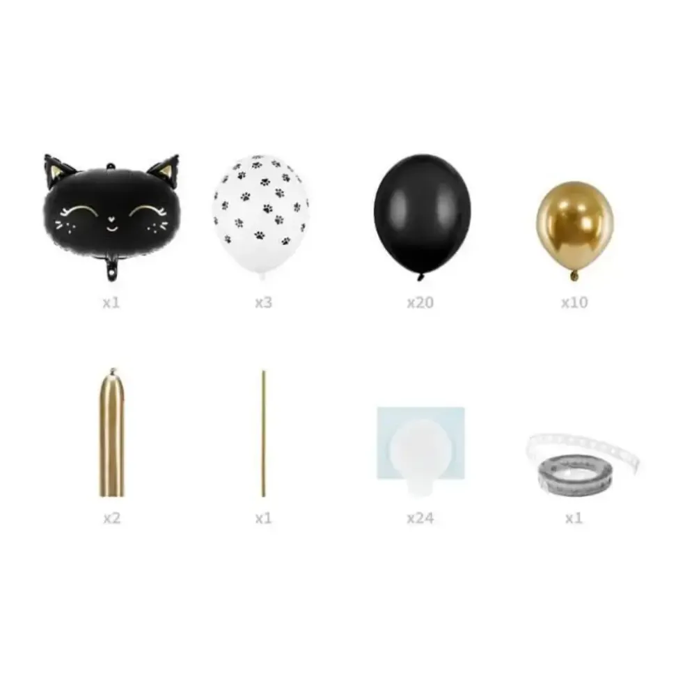 Bouquet de Ballons Géant Chat Noir - À CONSTRUIRE - 83x140cm