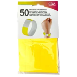 50 Bracelets d’Identification Papier Jaune Indéchirable