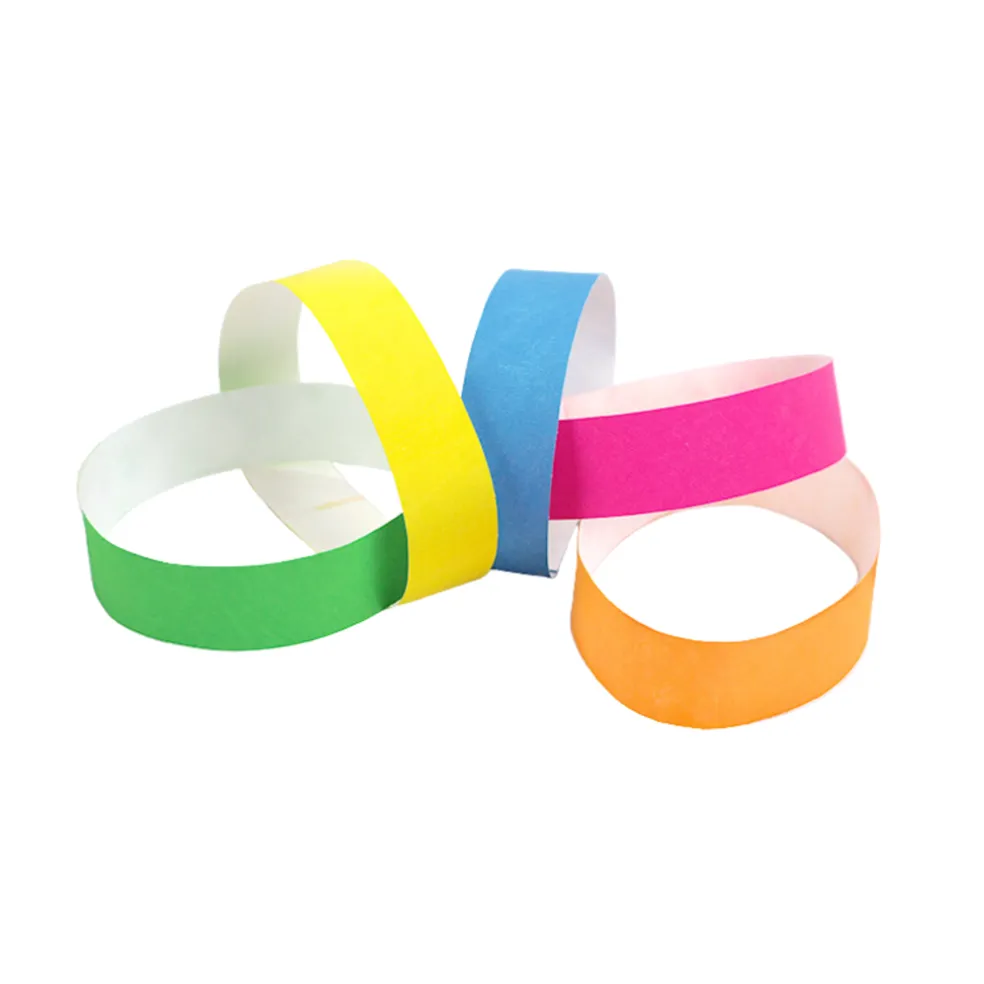 50 Bracelets d’Identification Papier Indéchirable Couleurs Assorties