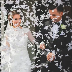 Canons à confettis 80 CM Papillons blanc