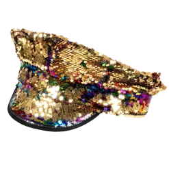 Casquette Capitaine Rainbow Switch – Paillettes Réversibles Arc-en-ciel / Or