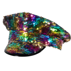 Casquette Capitaine Rainbow Switch – Paillettes Réversibles Arc-en-ciel / Or